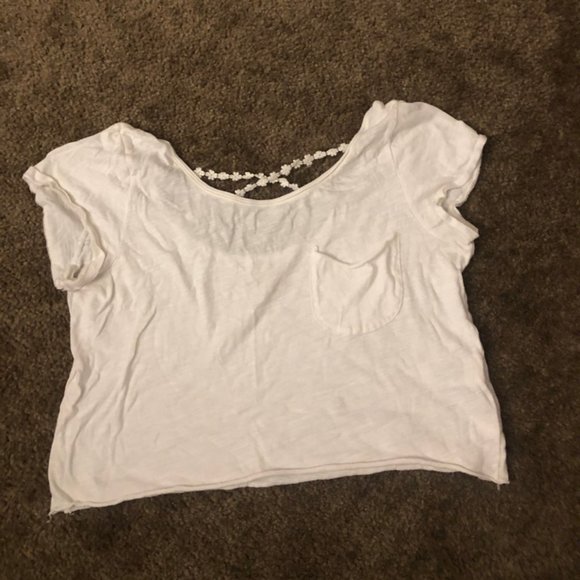 Hollister white crop top Clearance